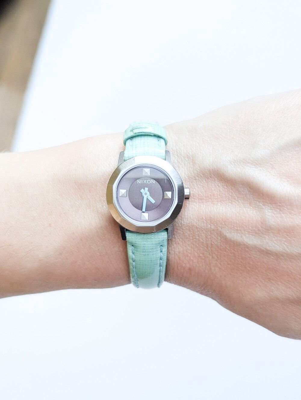 Nixon Wrist Rocket The Mini B Analog Leather Watch - Mint Green - Picture 3 of 14